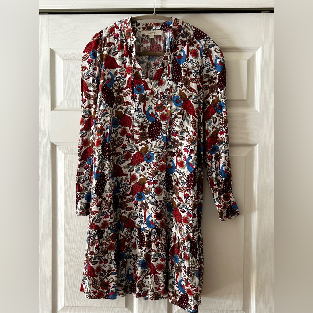 Loft Printed Ruffle Dress